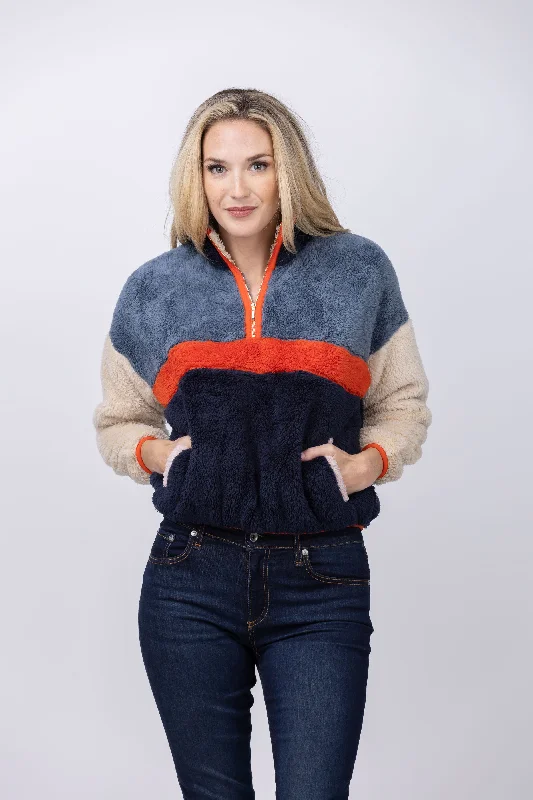 Trovata Casey Pullover In Bluestone Fleece Warm Pullover