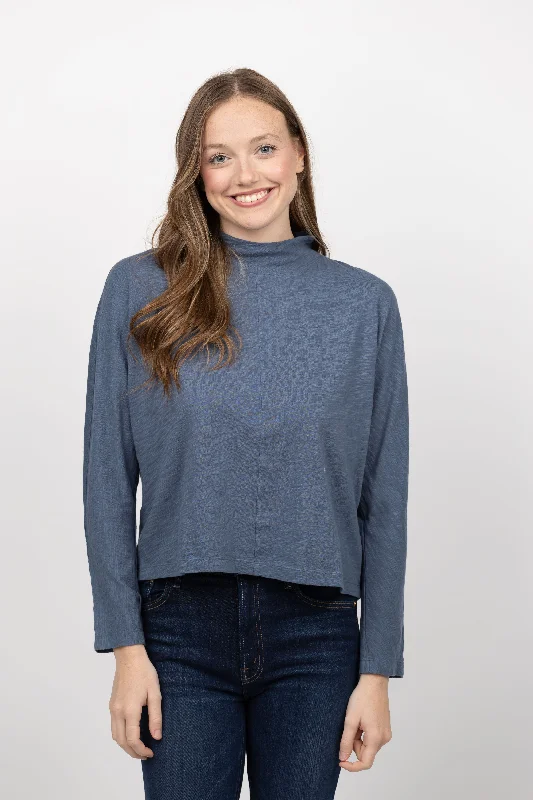 Dylan Mock Pullover in Stormy Blue V-Neck Stylish Pullover