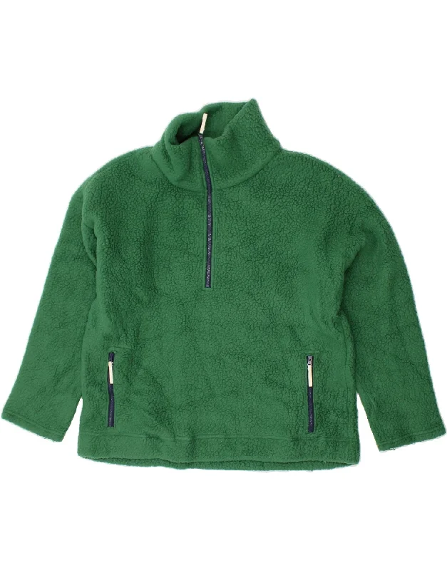 J. CREW Womens Zip Neck Fleece Jumper UK 20 2XL Green Polyester Lace Blend Ribbed Blend Corduroy Blend