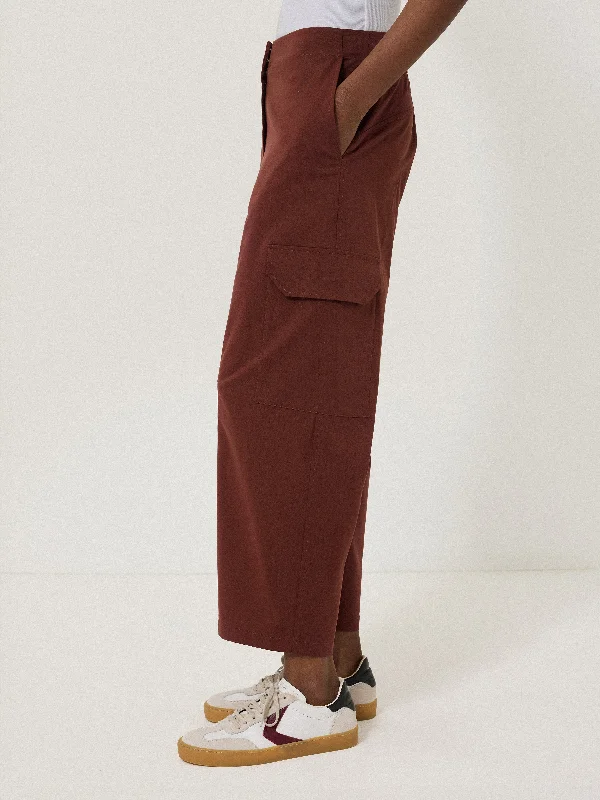 Cotton Viscose Cargo Trouser | Red Trousers Brand Named