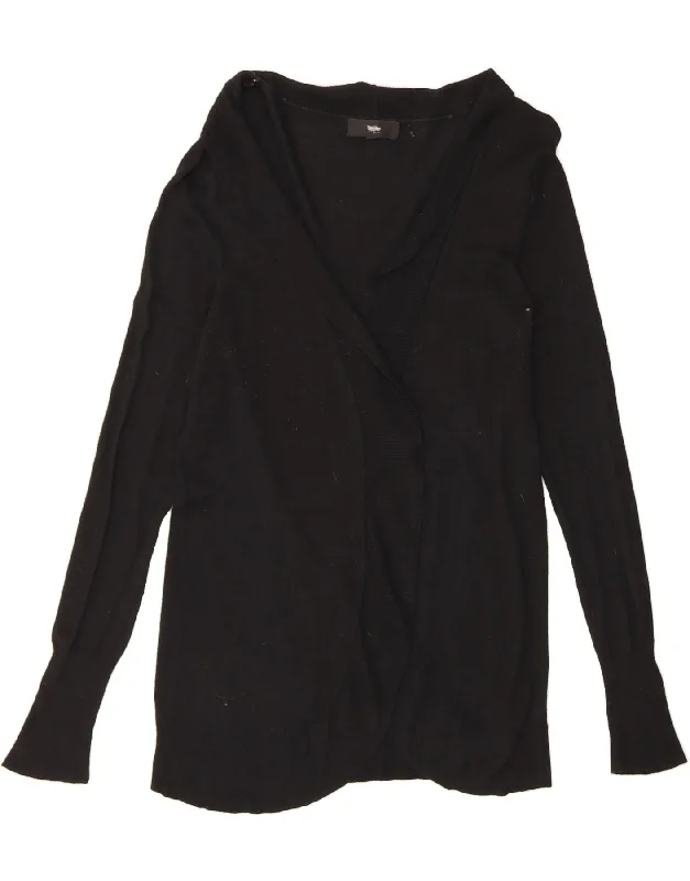 MOSSIMO Womens Longline Open Cardigan Sweater UK 12 Medium Black Nylon Spandex Rayon Corduroy