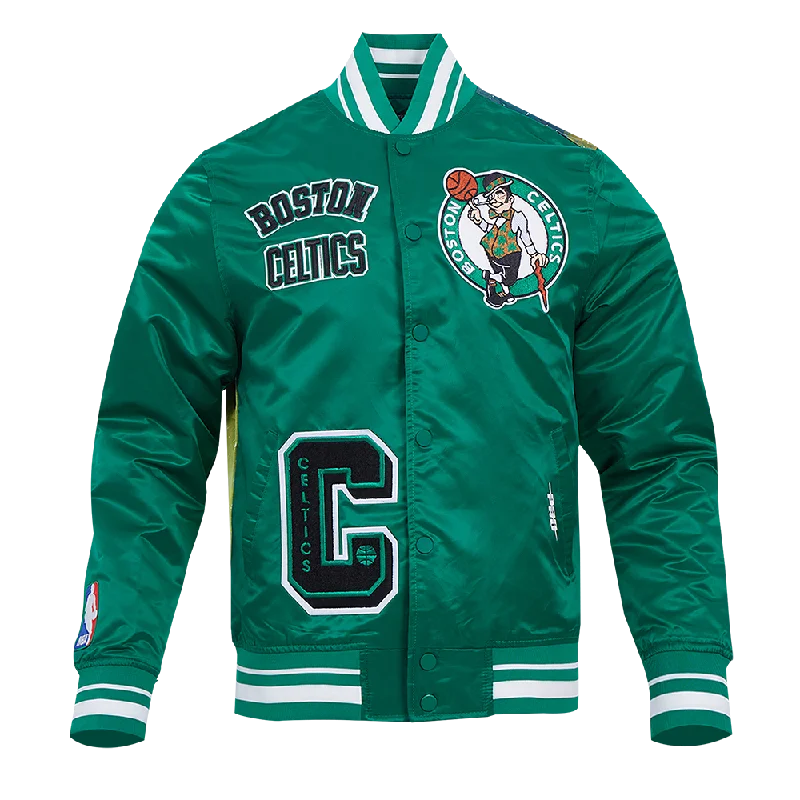 CHAMARRA DE SATÉN NBA BOSTON CELTICS SUBLIMATED SATIN JACKET Hooded Jacket Caped Jacket Shawl Collar Jacket