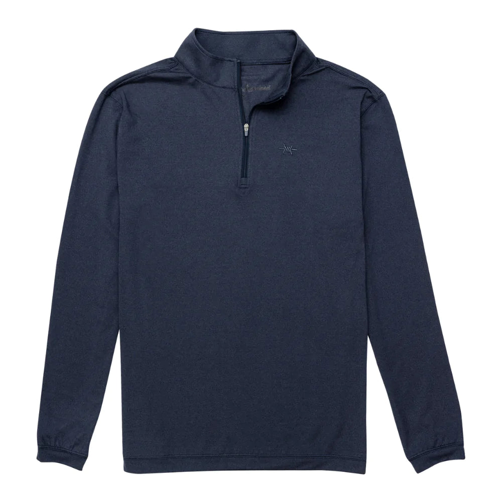 Performance Hybrid Pullover1/4 Zip Navy Ribbed Crew Neck