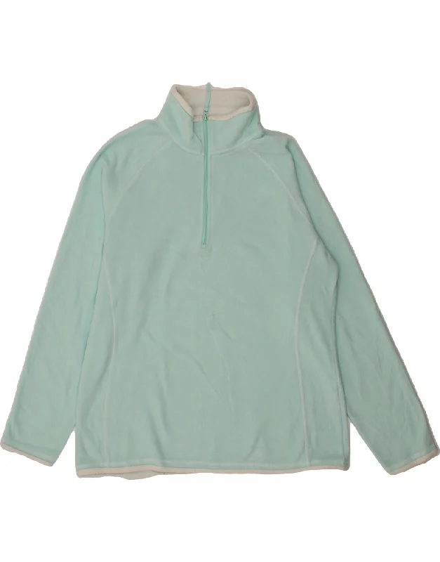 MOUNTAIN WAREHOUSE Womens Zip Neck Fleece Jumper UK 16 Large  Blue Zippered Buttoned Snapped