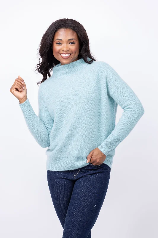 Vince Boiled Funnel Neck Pullover in Aqua Gem Sabrina Neck Pullover