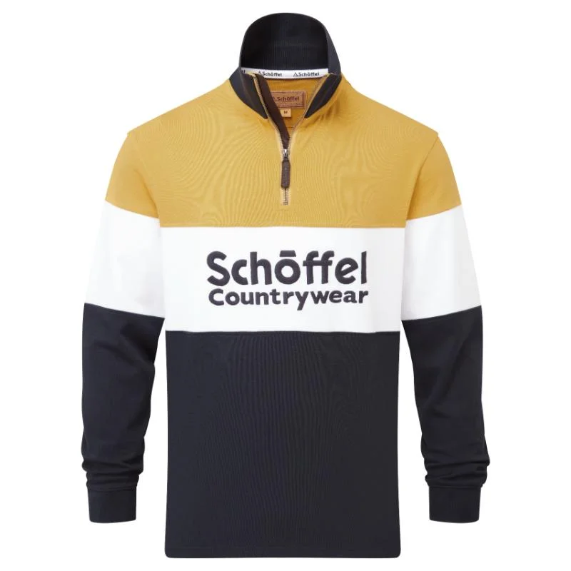 Schoffel Exeter Heritage 1/4 Zip Jumper - Mustard Spandex Blend Rayon Blend Denim Blend