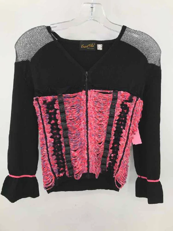 Pre-Owned Tricot Chic Black Size 8 Sweater Graphic Sweater Embroidered Appliqued