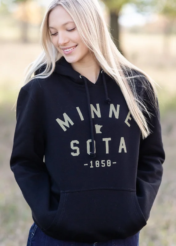 Black Thief River Minnesota Hoodie - FINAL SALE Hoodie with Sequins Glamorous Eye-catching