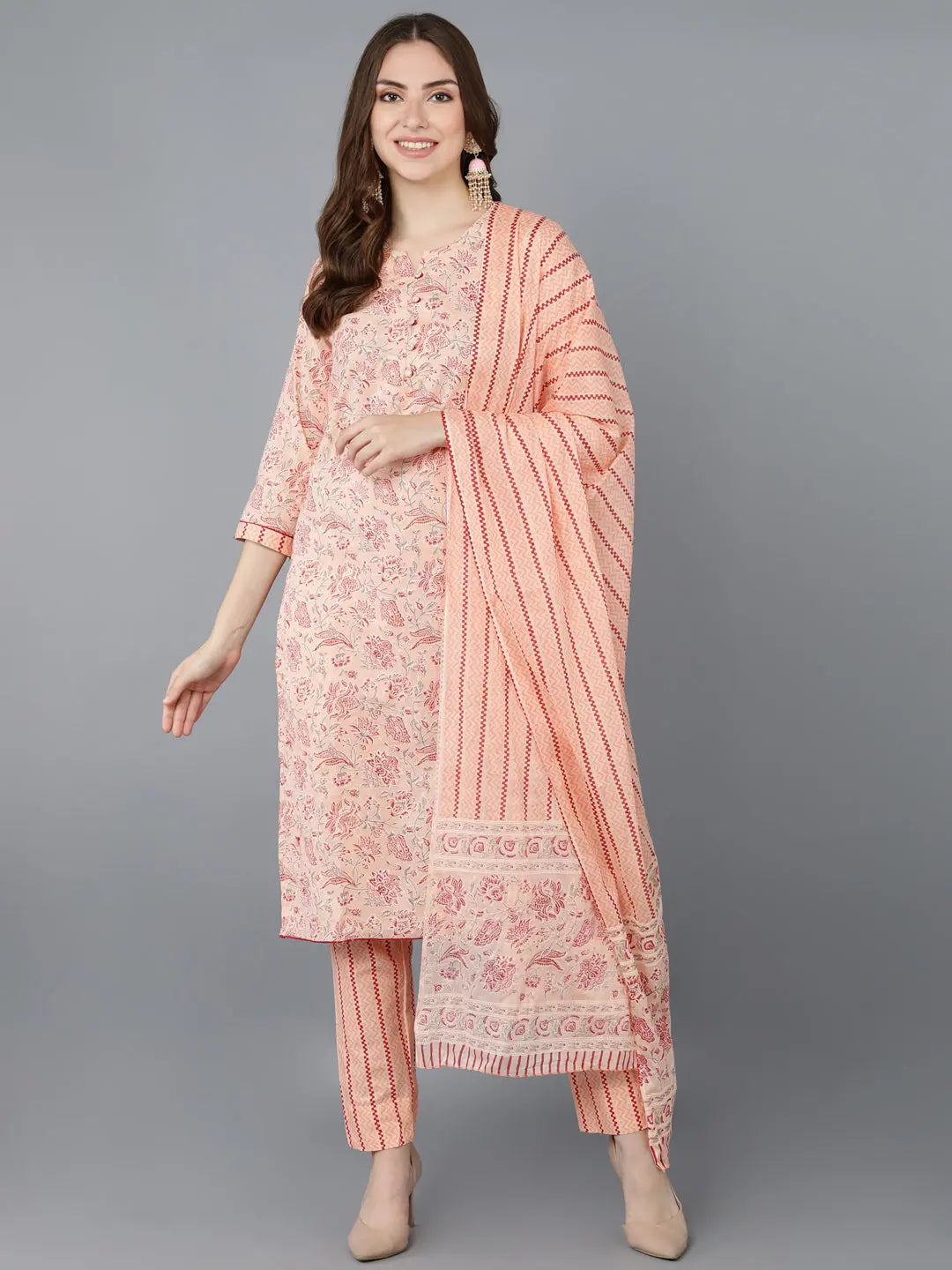 Ahika Cotton Printed Kurta Trouser With Dupatta Trousers Travel Practical