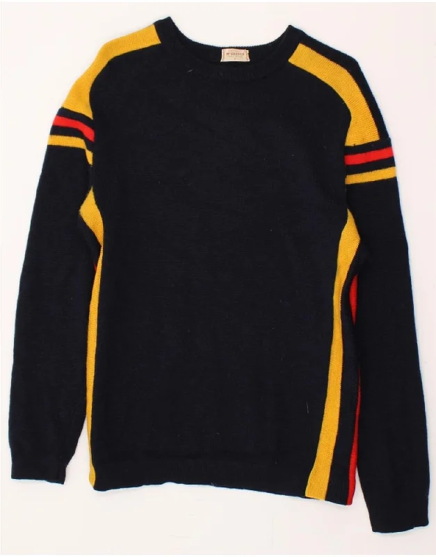 MCGREGOR Womens Boat Neck Jumper Sweater UK 14 Large Navy Blue Colourblock Toggled Drawstring Belted