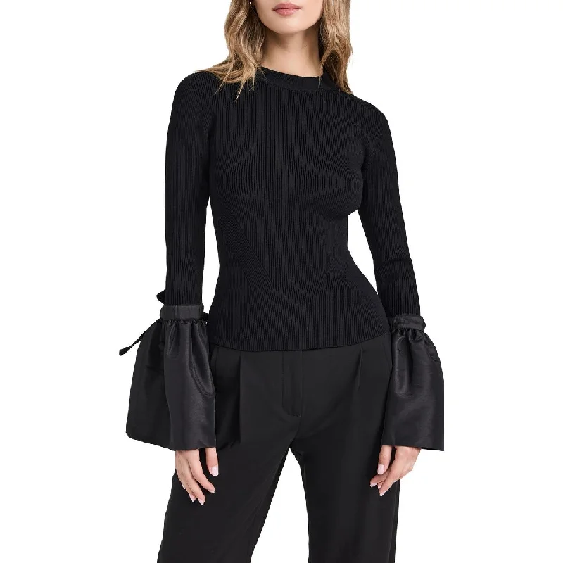 Womens Ribbed Bell Sleeves Pullover Top Long Bell Sleeve