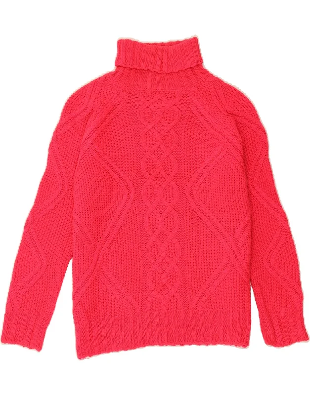 OASIS Womens Roll Neck Jumper Sweater UK 14 Medium Pink Acrylic Transparent Opaque Sheer
