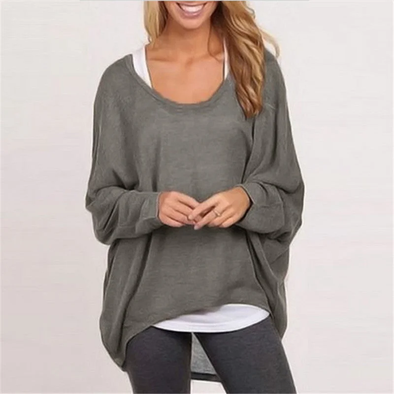 Women Blouse Batwing Long Sleeve Casual Loose Solid Top Shirt Sweater Plus Size Blusas Femininas 9 Colors Wool Sweater Cotton Sweater Cashmere Sweater