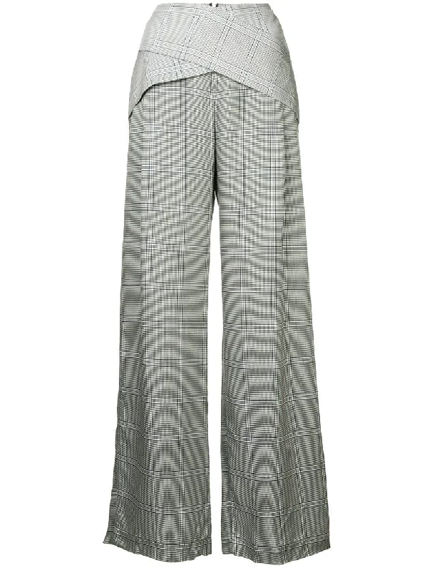 checked palazzo trousers Trousers chic fashionable