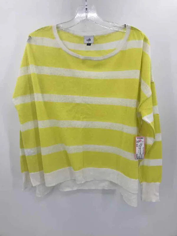 Pre-Owned Cabi Yellow Size Small Sweater Solid Color Striped Floral Print