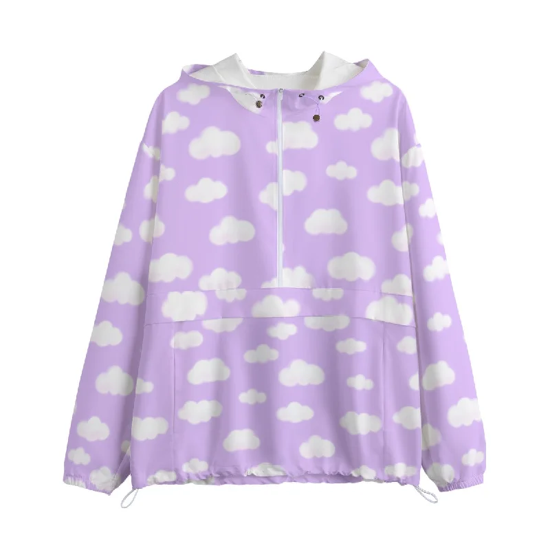 Dreamy Clouds Unisex Half-Zip Anorak Jacket (Lilac) Cardigan Sweater Pullover