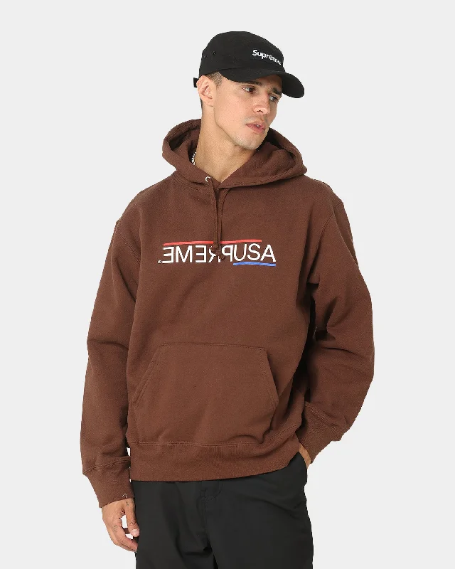 Supreme USA Hooded Sweatshirt Brown Hoodie with Lace Feminine Delicate