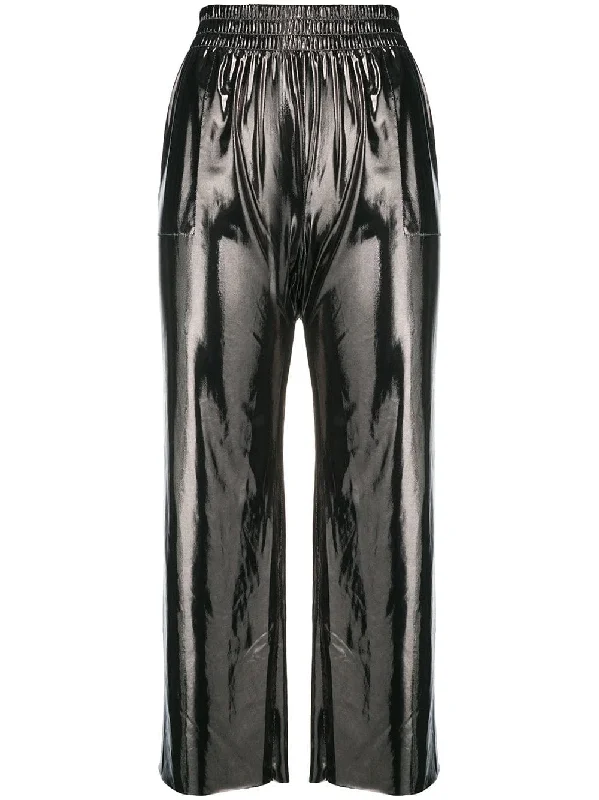 metallic cropped trousers Trousers Office Stylish