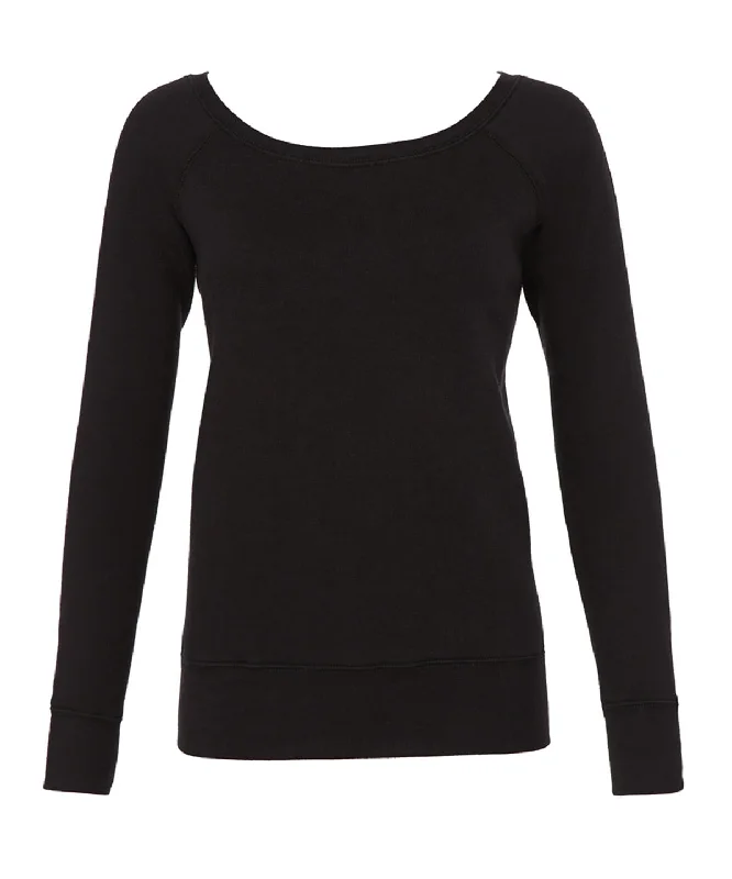 Black - Sponge fleece wide neck sweatshirt Hoodie with Raglan Sleeves Sporty Comfortable