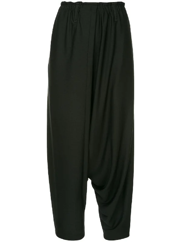 gathered drop-crotch trousers Trousers Solid Black
