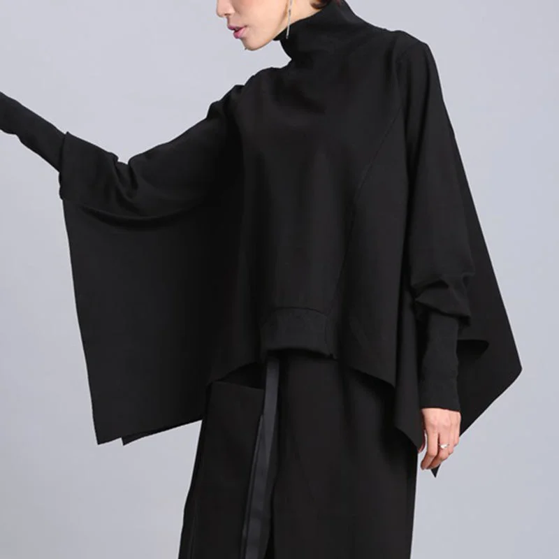 Bat-shirt High Collar Irregular Pullover Sweatshirt Boyleg Sleeve Pullover