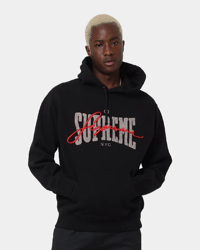 Supreme Embroidered Chenille Hoodie Black Hoodie with Back Slit Movement Comfort