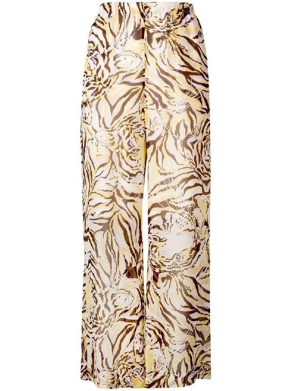tiger print wide leg trousers Trousers Chinos Classic