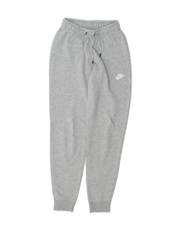 NIKE Womens Tracksuit Trousers Joggers UK 4 XS  Grey Cotton Trousers Ceremony Elegant