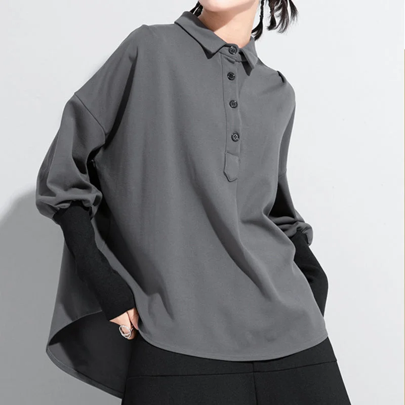 Slimming Pullover Lapel Loose Stitching Top Bolero Style Sweater