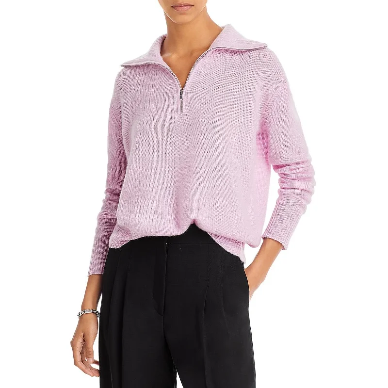 Womens Half Zip Mock Neck Pullover Sweater Boxy Neck Sweater