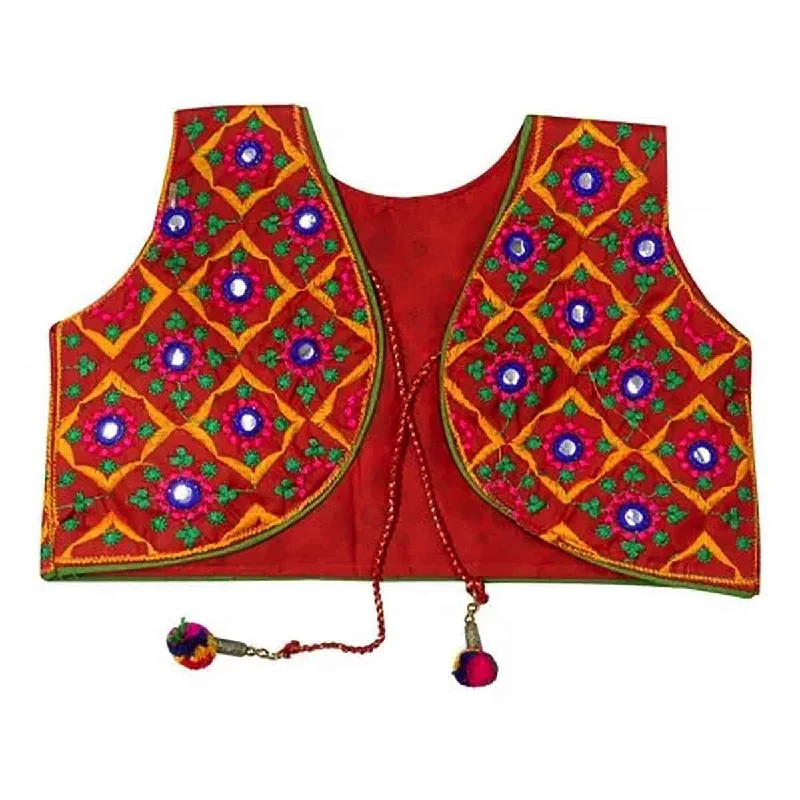 Fancydresswale Gujrati Girl Jacket Cotton Blend Kutch Work Embroidered Short Jacket Dandiya -Random Colors and design Zippered Jacket Buttoned Jacket Snapped Jacket