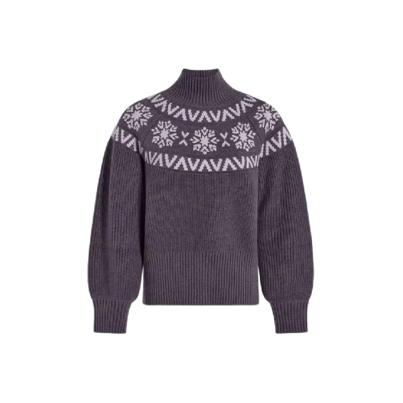 Varley Bowen Fairisle Pullover in Grey Marl One Shoulder Top