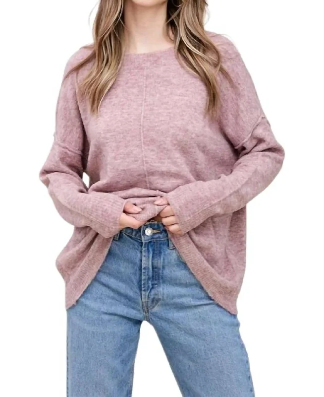 Out Seamed Pullover Sweater In Mauve Halter Neck Top