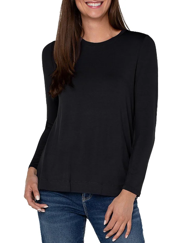 Womens Scoop Neck Casual Pullover Top Besom Neck Pullover