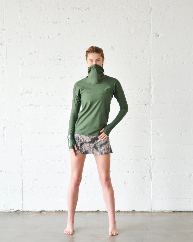 WOMEN'S HOODED PULLOVER RASH - OLIVE One Shoulder Top
