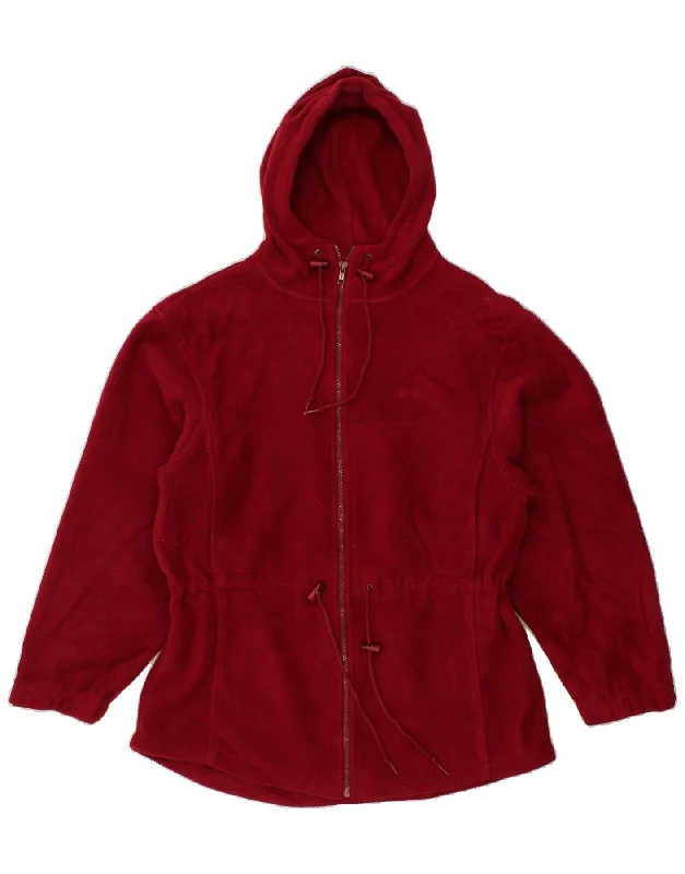 L.L.BEAN Womens Fleece Jacket UK 12 Medium Red One-Shoulder Jacket Off-the-Shoulder Jacket Asymmetrical Jacket