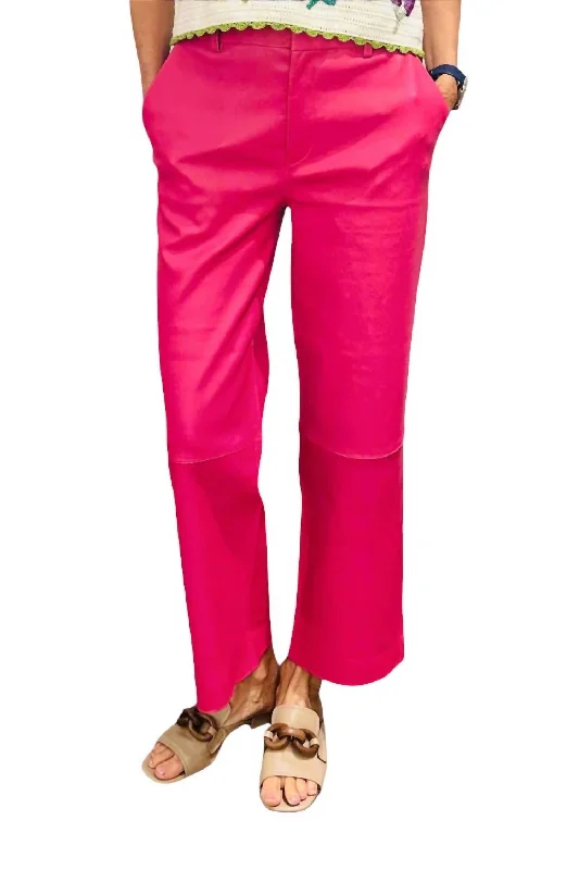Cropped Baggy Low Rise Trouser In Pink Trousers Yoga Stretchy