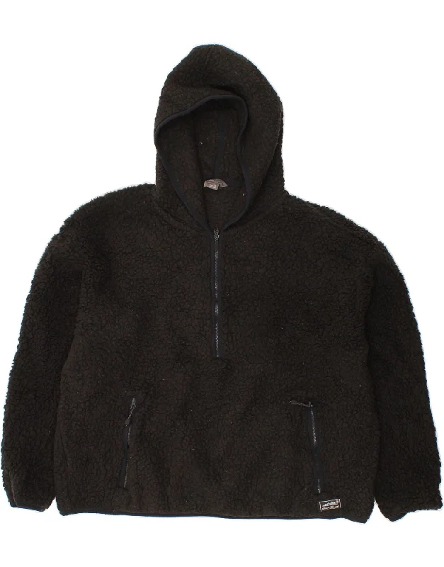 EDDIE BAUER Womens Oversized Hooded Fleece Jumper UK 18 XL Black Polyester Velvet Chenille Corduroy
