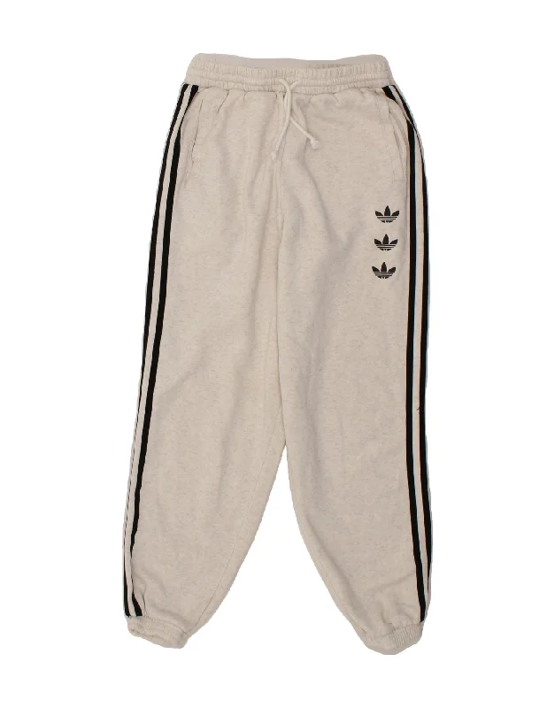 ADIDAS Womens Graphic Tracksuit Trousers Joggers UK 10 Small  Grey Cotton Trousers Brand Named