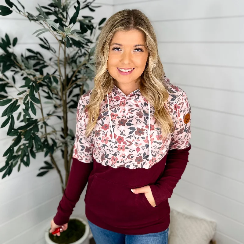 Let's Make Plans Cotton Blend Long Sleeve Wine Avery Mae Hoodie Sweatshirt Hoodie with High-Low Hem Asymmetrical Trendy