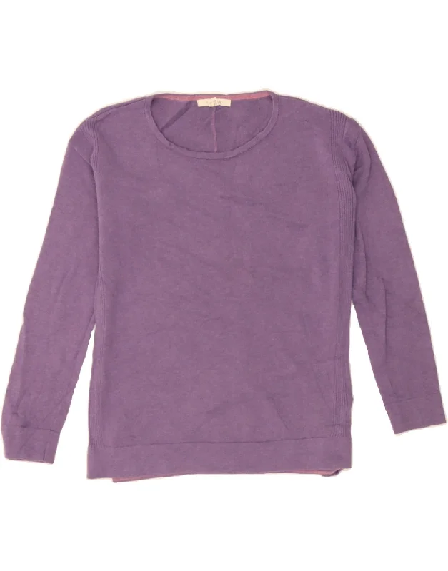 WHITE STUFF Womens Oversized Crew Neck Jumper Sweater UK 8 Small Purple Tailored Straight A-Line