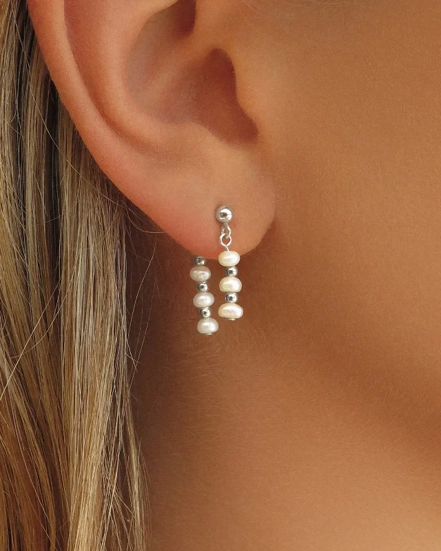 Freshwater Pearl Ear Jacket Earrings  - Sterling Silver Lace Jacket Ribbed Jacket Sequined Jacket