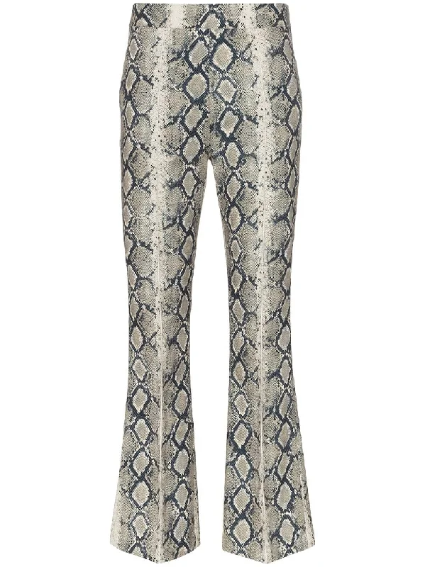 cropped flared python effect trousers Trousers luxurious premium