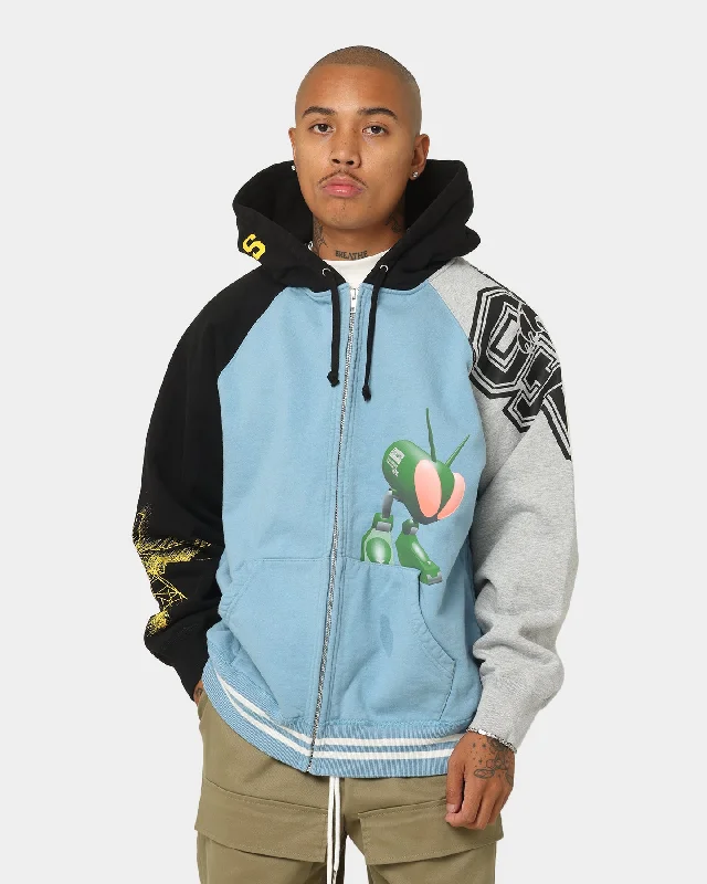 Supreme X Junya Zip Up Hooded Sweatshirt Rusty Blue Hoodie with Contrast Stitching Detailed Premium