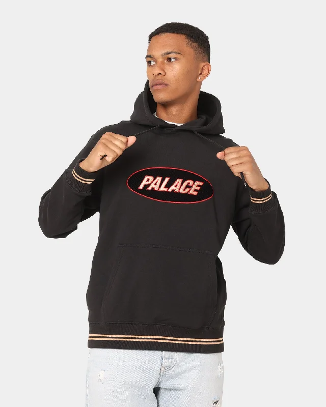 Palace Oval Hoodie Black Hoodie with Oversized Fit Loose Comfortable