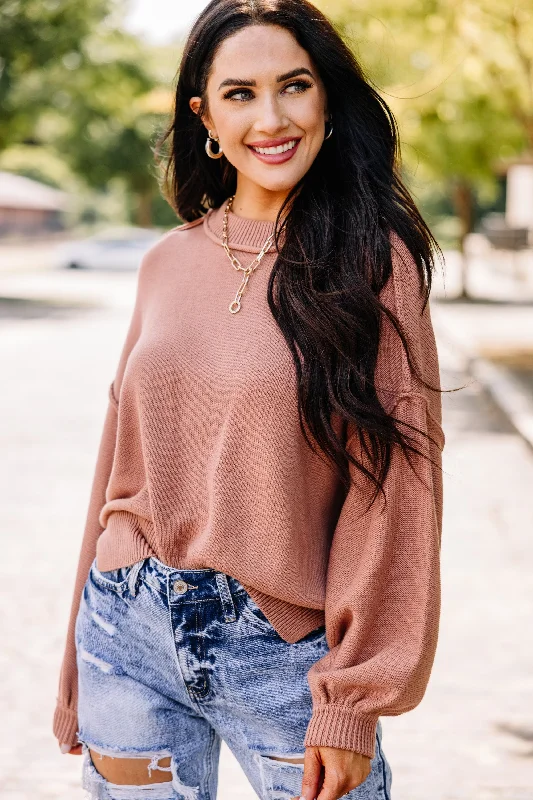 All Put Together Clay Orange Sweater Solid Print Embellished