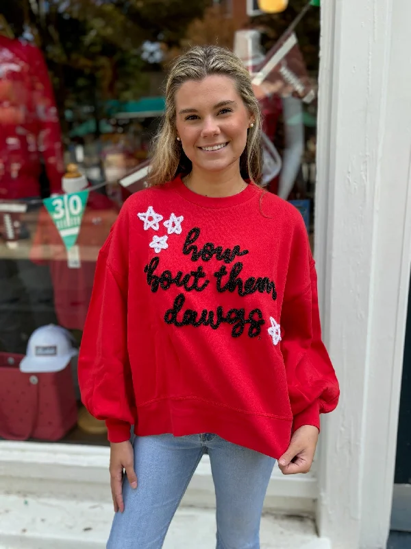FINAL SALE - Glitter Script Balloon Pullover Dawgs Plunging Neck Pullover