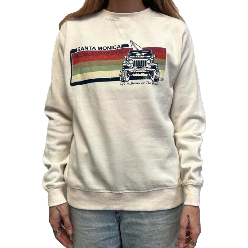 Santa Monica Life Is Better at The Beach Sweater - Ivory Fleece Sweater Nylon Polyester