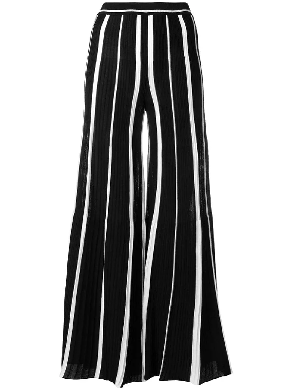 striped wide leg trousers Trousers Leather Faux