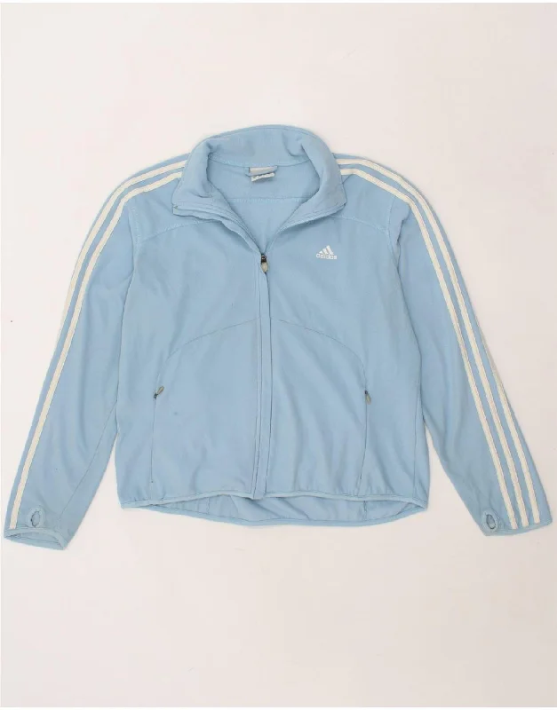 ADIDAS Womens Tracksuit Top Jacket UK 16 Large  Blue Polyester Ribbed Jacket Pleated Jacket Ruffled Jacket